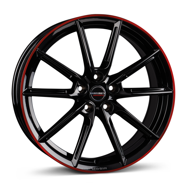 BORBET LX18 BLACK GLOSSY RIM RED BORBET LX18 BLACK GLOSSY RIM RED